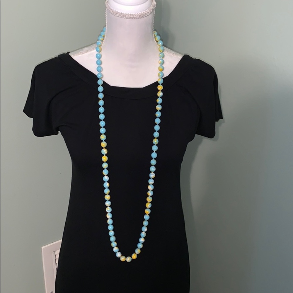 Necklace Blue , yellow and white - Picture 2 of 8